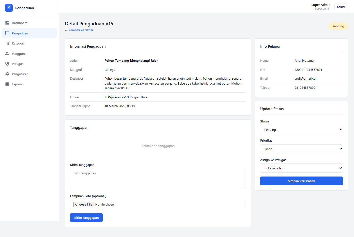 Sistem Pengaduan Masyarakat Fullstack (PHP + Flutter + MySQL + Docker) 3