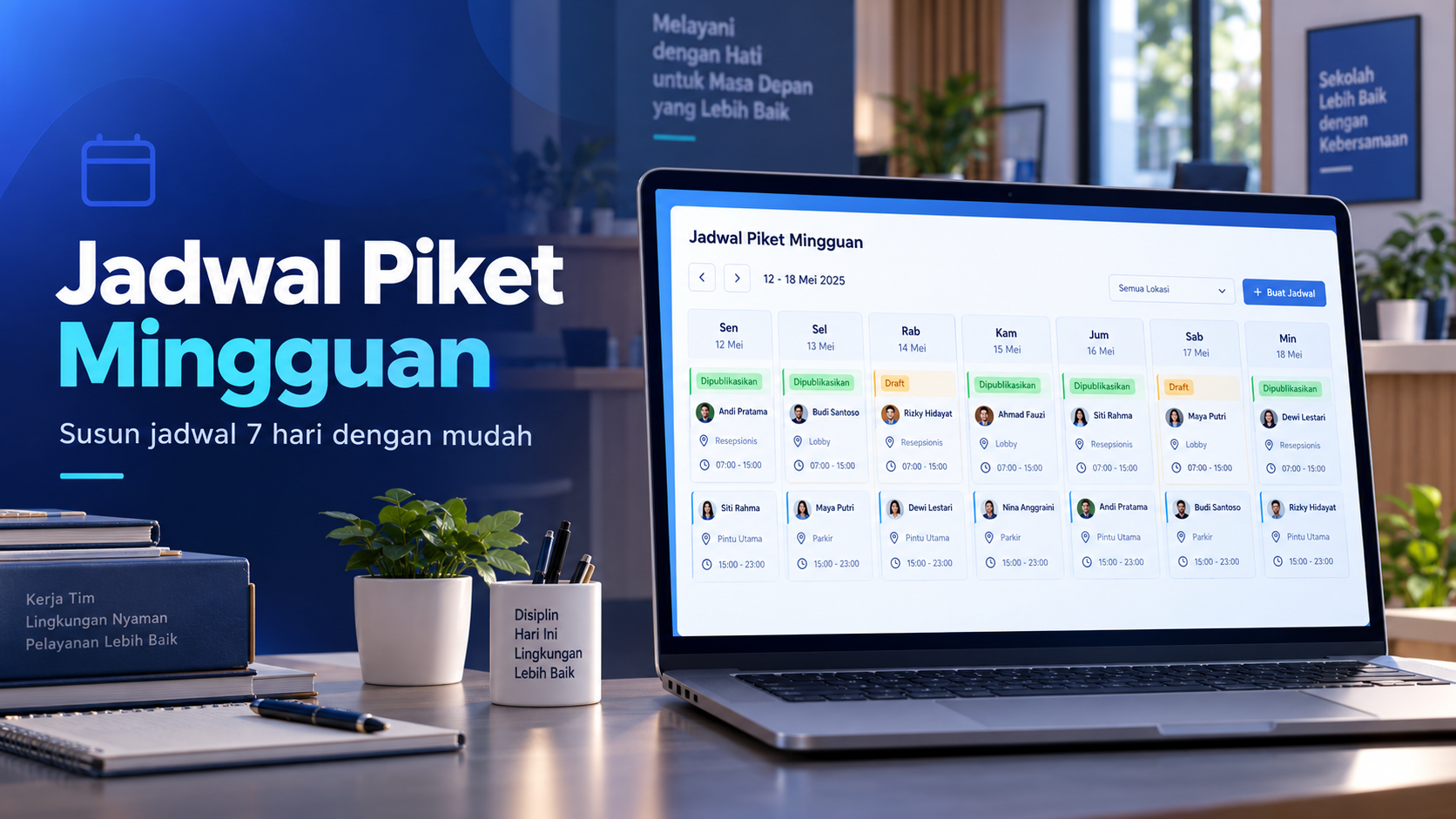 Sistem Jadwal Piket Pegawai Berbasis Web | Next.js, TypeScript, Go & PostgreSQL - 1